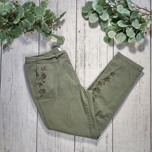 A New Day Olive Embroidered Stretch Khakis